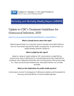 CDCs Treatment Guidelines for Gonococcal Infection