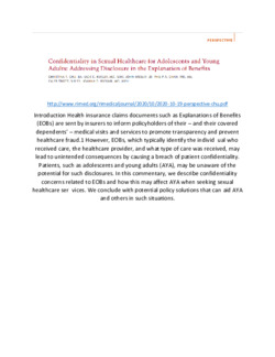 Confidentiality in Sexual Healthcare for Adolescent and young Adults
