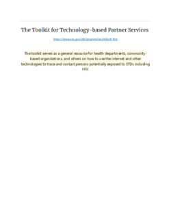 Toolkit for technology-Based Partner Services