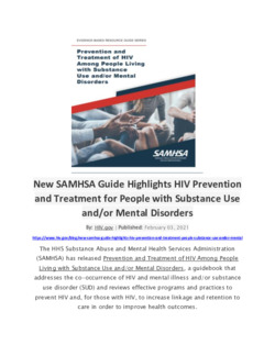 SAMHSA: Guide highlights HIV Prevention and Treatment