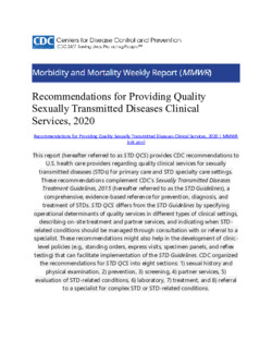 Recommendations for Providing Quality Sexually Transmitted Diseases Cl