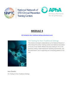 Module 4: Pharmacist HIV Testing for Non-Testing Settings