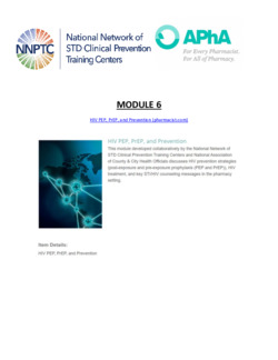 Module 6: Pharmacist HIV PEP, PrEP and Prevention