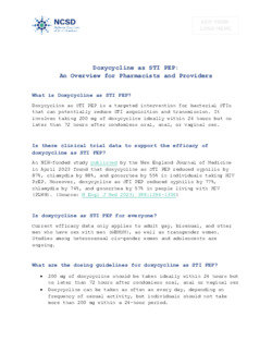 Doxycycline as STI PEP: An Overview for Pharmacists and Providers