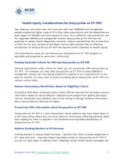 Health Equity Considerations for Doxycycline as STI PEP