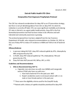 Detroit Public Health STD Clinic Doxycycline Post-Exposure Prophylaxis