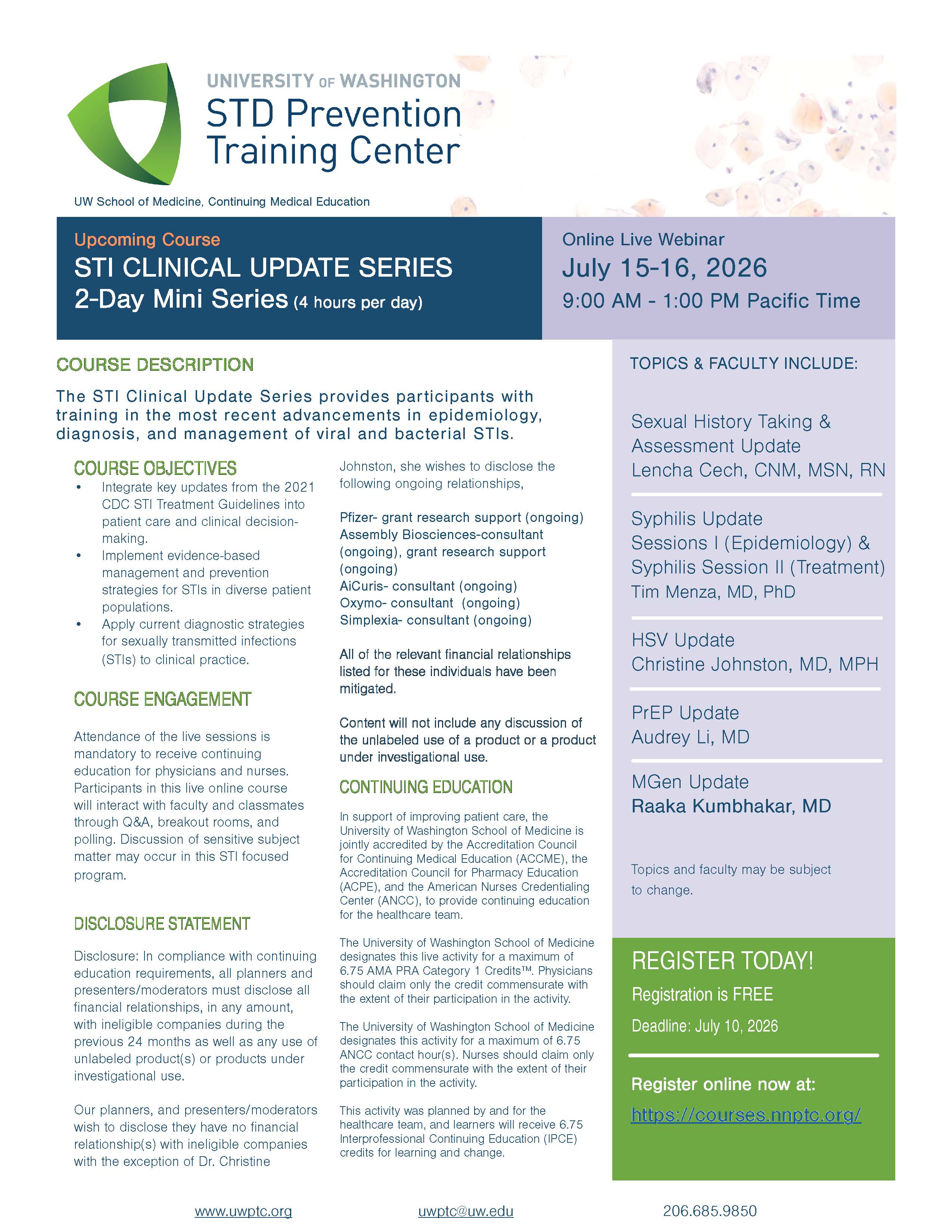 STI Clinical Update Flier July 15-16, 2026 